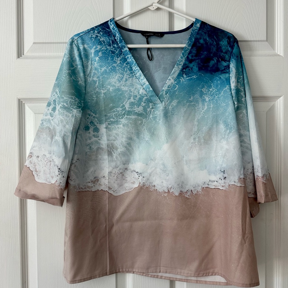 NoraCora Beach Print Top, Size S